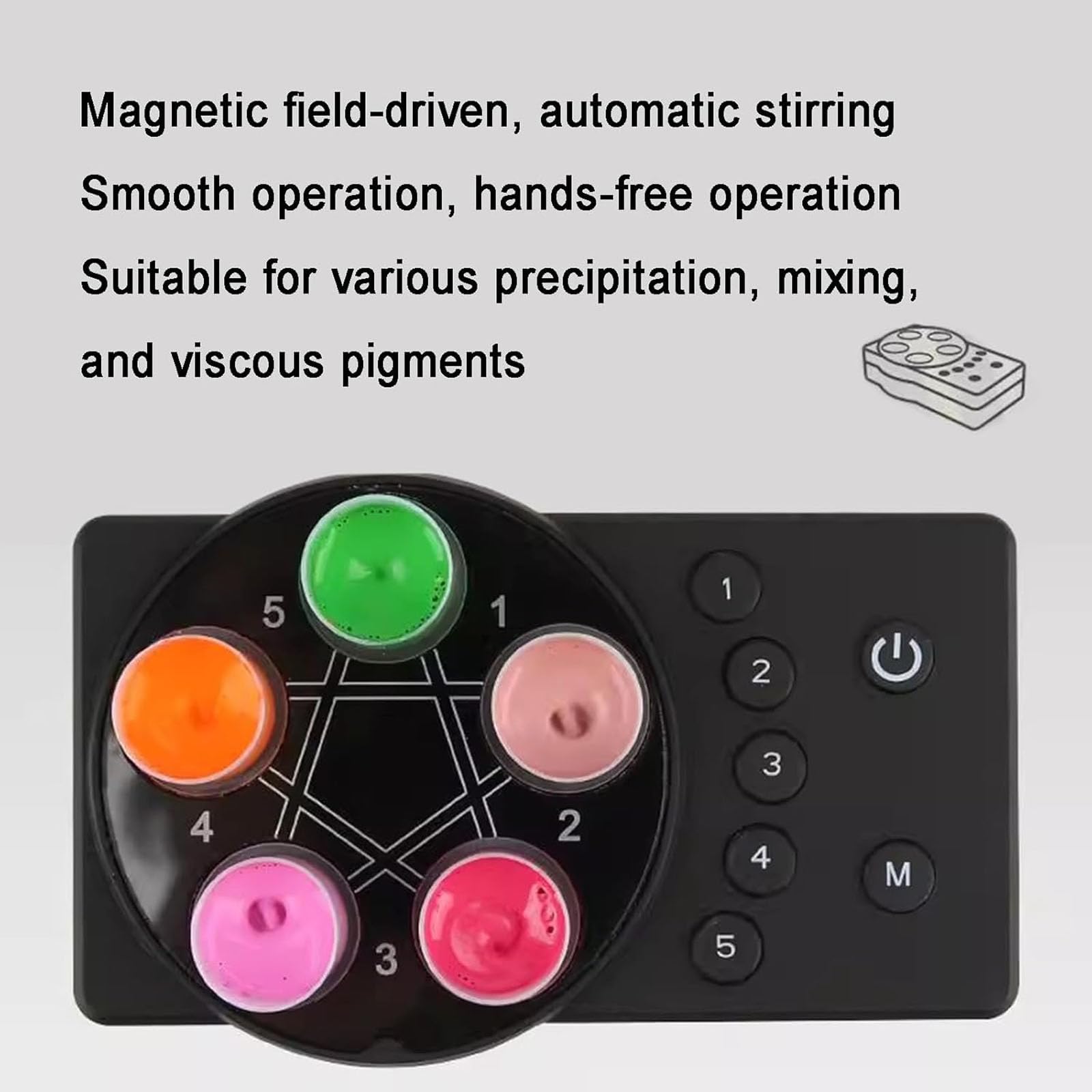 Mezclador automático de pintura con tazas medidoras y varillas magnéticas, engranaje ajustable, mezclador recargable para tinta, pigmentos y uso en laboratorio