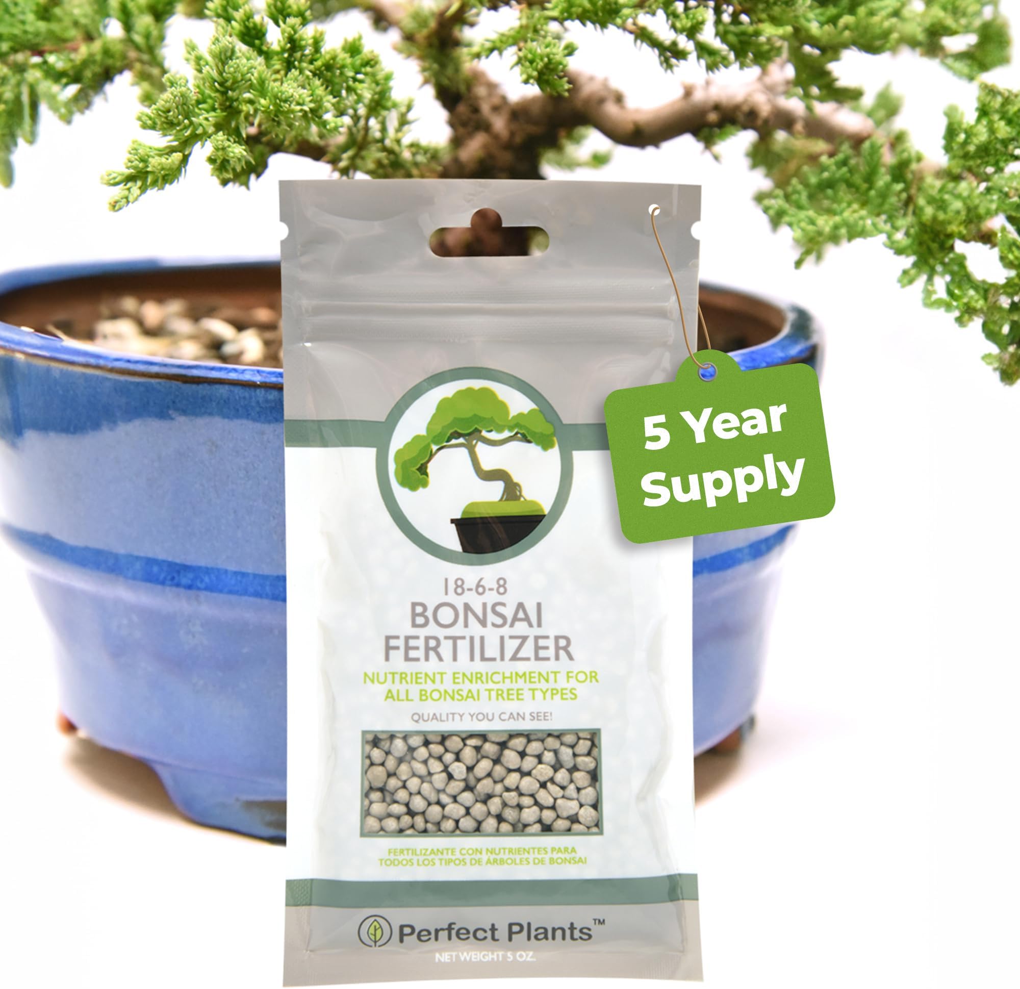 Bonsai Fertilizer Pellets by Perfect Plants - 5 Year Supply - All Natural Slow Release - Extended Enrichment for All Live Bonsai Tree Types