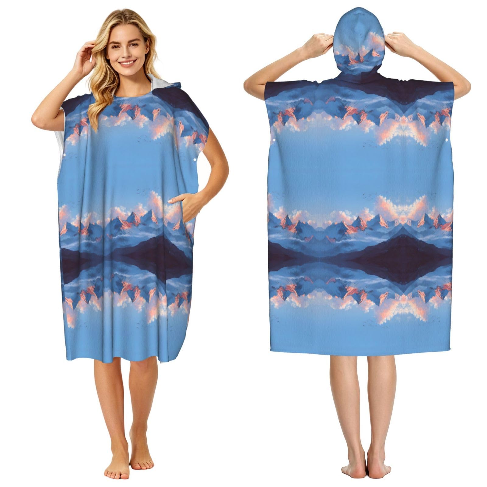 Poncho de bain à capuche adulte en microfibre léger pour natation et surf