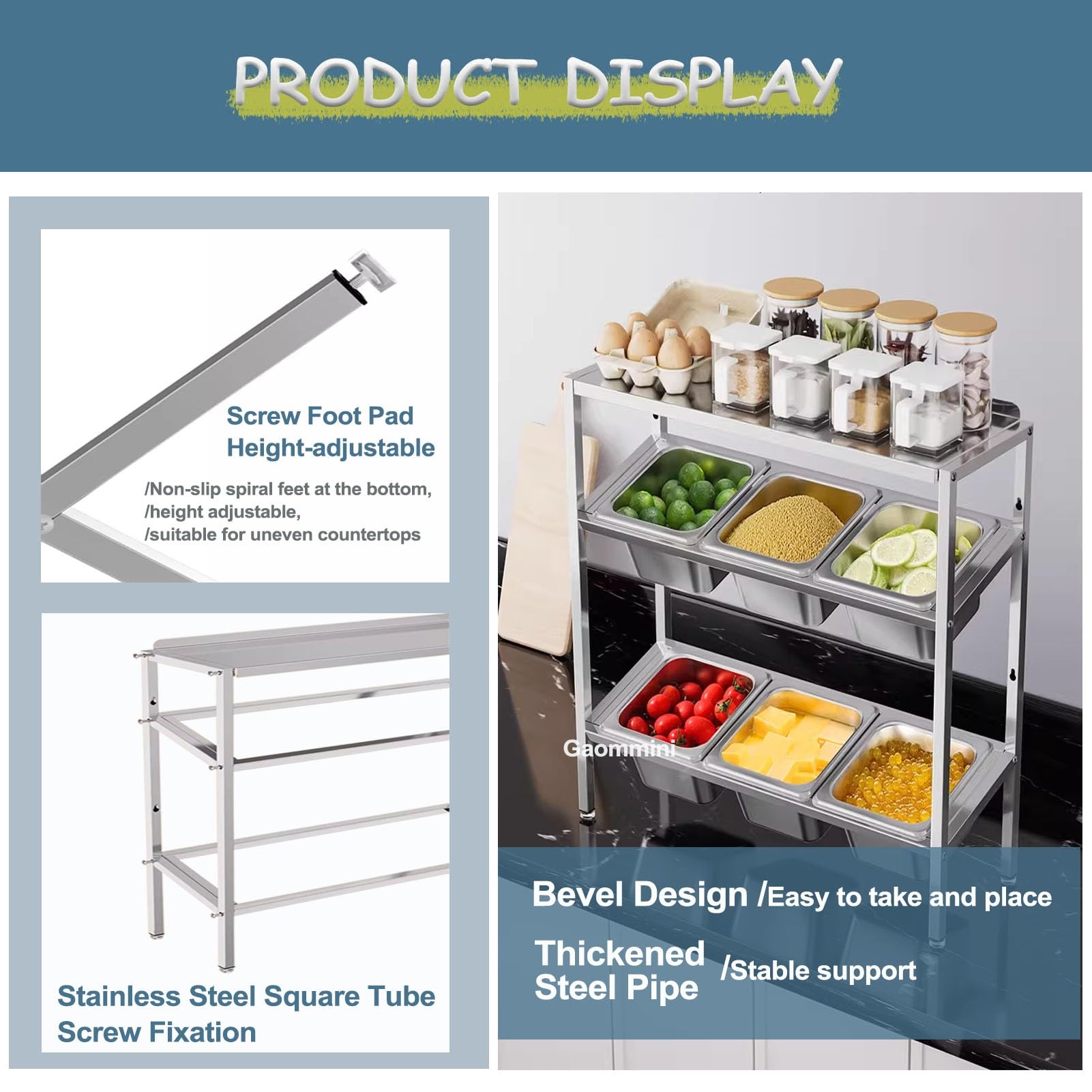 Adjuble inless Steel Se Rack con coperchio - Armadio salvaspazio Sto Solut per condimenti da cucina e dispensa - Perfetto per la casa nizat