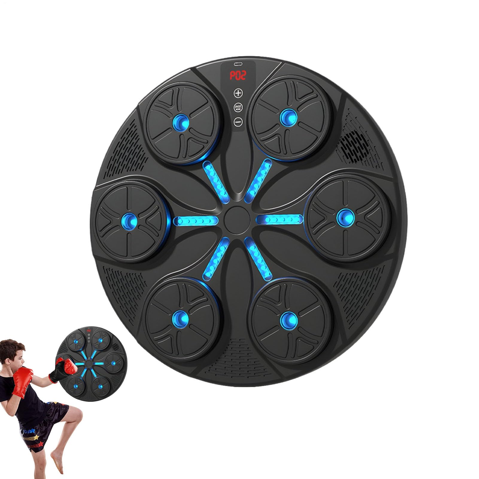 Máquina de Boxeo Musical Inteligente - Interactiva Inteligente 8 Modos - Con Luz RGB, Dispositivo de Golpeo Musical de Pared para Adultos, Para Mujeres Adultas Fitness en Casa Oficina Sala de Spor