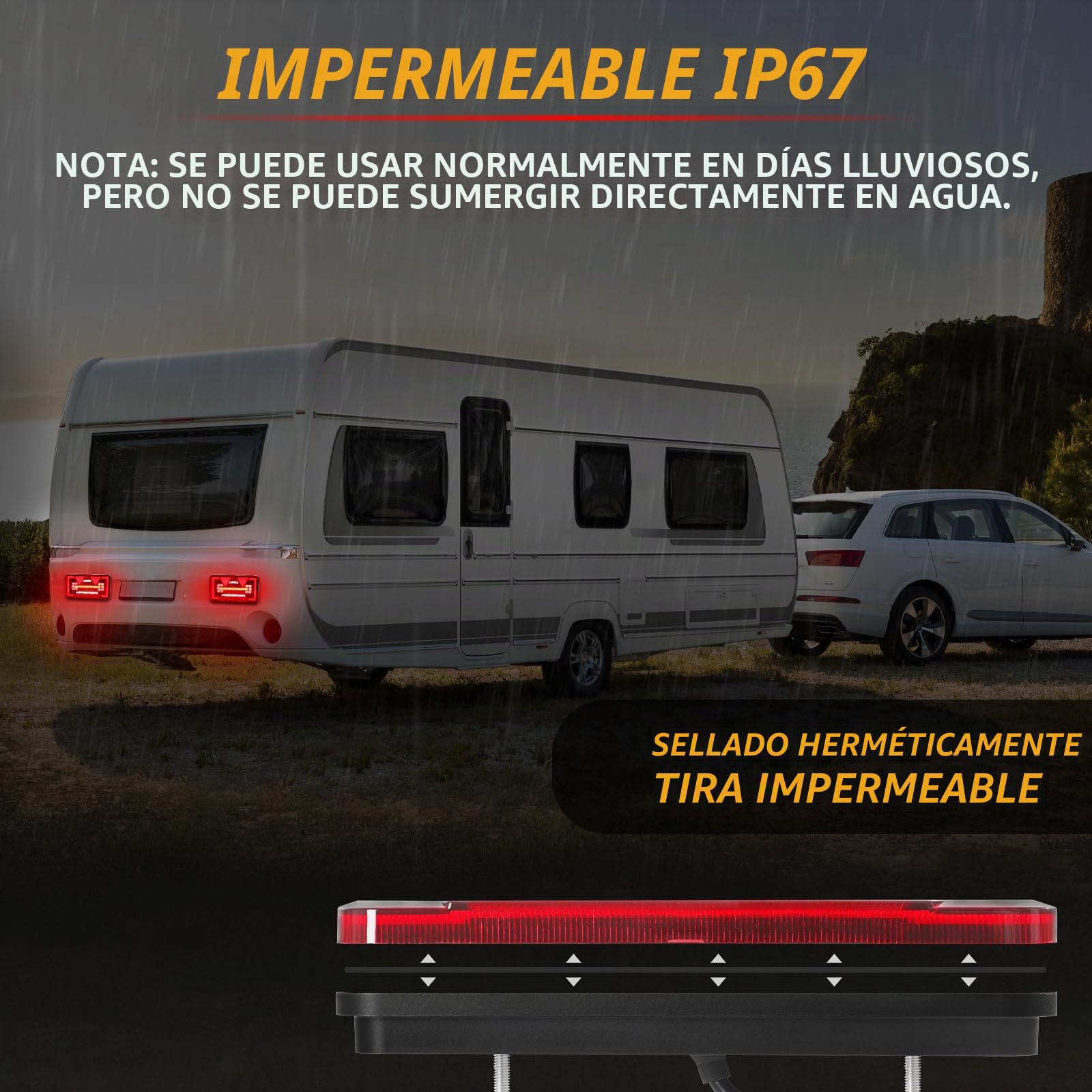 Pilotos Traseros Remolque, 12V/24V Iluminación del Remolque, 6 funciones, Montaje de Tornillos, pilotos led remolque homologados para Camión, Remolque, Caravan E9