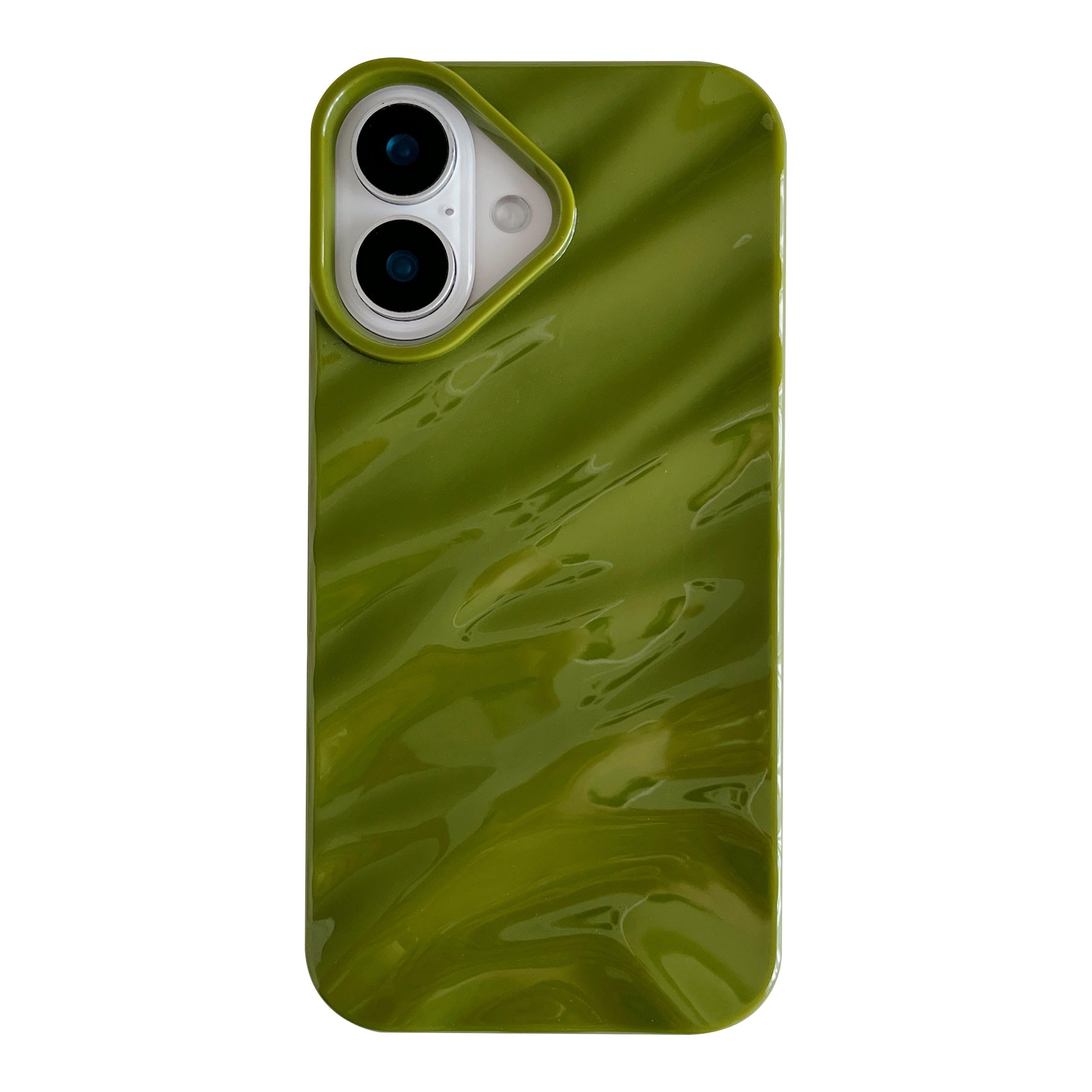 Caseative for iPhone 16 Case,Water Ripple Pattern Curly Wave Shape Soft Phone Case (Green)