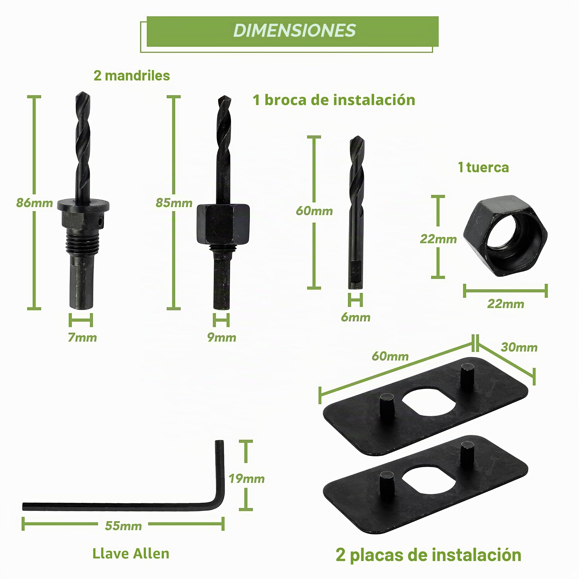 BLOSTM Coronas para Madera y Plástico PVC 21PCS - 19mm a 152mm Sierra de Corona, 2 Mandriles, 2 Taladros, 1 Llave Allen, 1 Placa de Montaje y 1 Caja de Almacenamiento - 21PCS