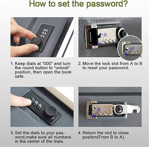 Miniatura 5 de Libro de transferencia de papel real seguro para joyas, dinero y efectivo, hueco con compartimento oculto, llave y cerradura con combinación