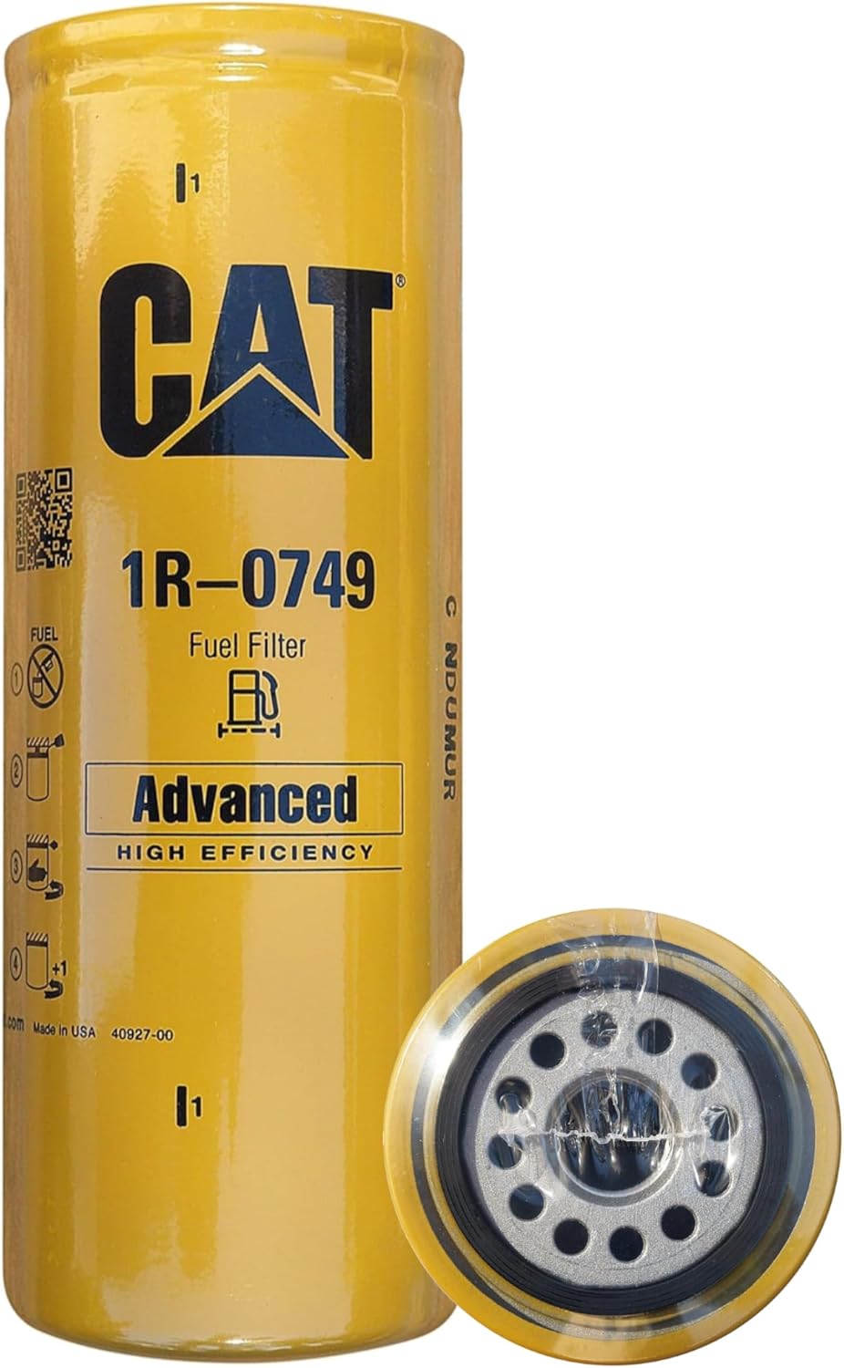 Caterpillar 1R-0749 Advanced High Efficiency Secondary Fuel Filter, High-Efficiency Spin-On Diesel Fuel Filter, 5 Micron Protection, OEM Cat Fuel System Filter (Pack of 1)