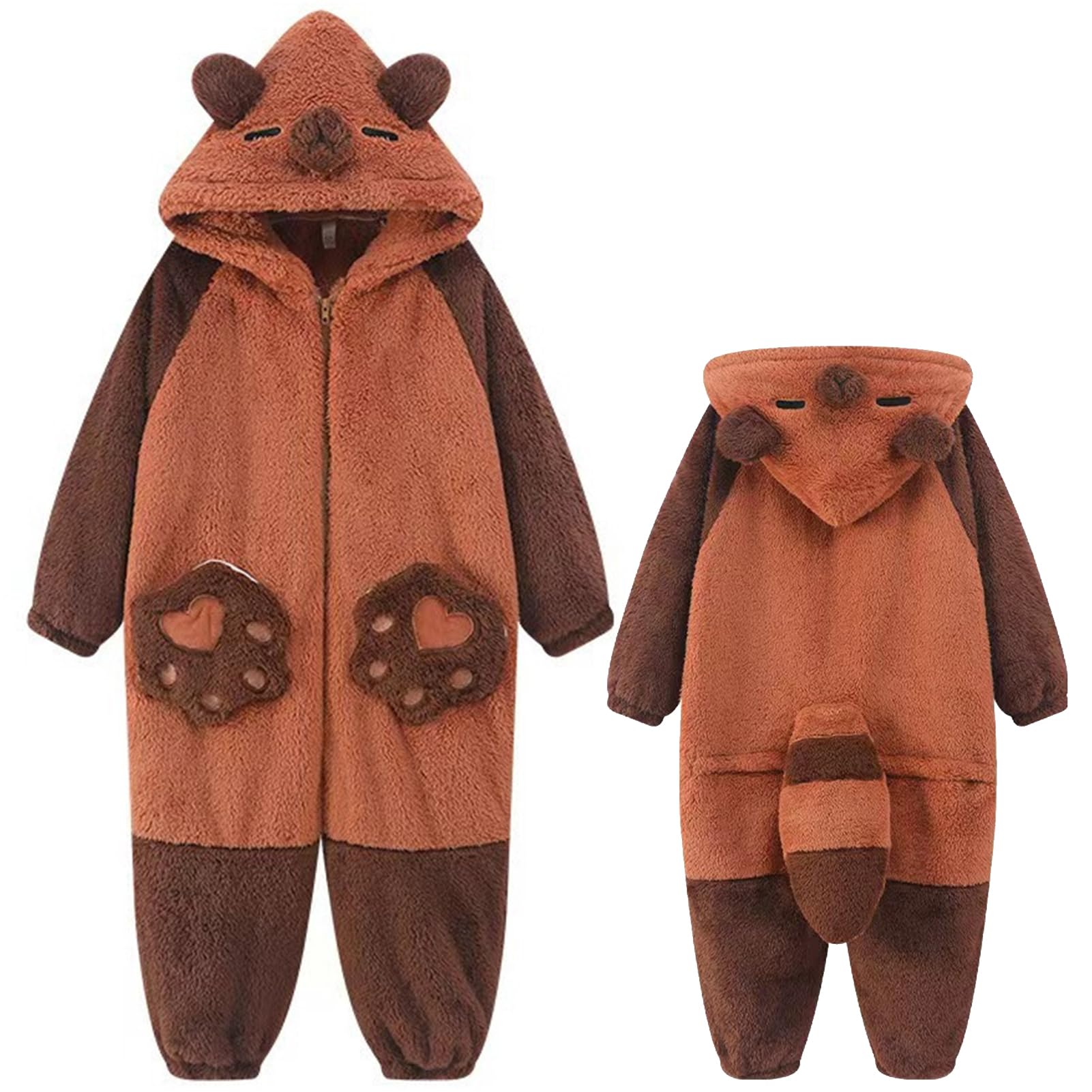 Pigiama Tuta Capibara Unisex Adulto Animale Onesie Cosplay Halloween Carnevale Costume Donna Pigiama Costume Animale Inverno