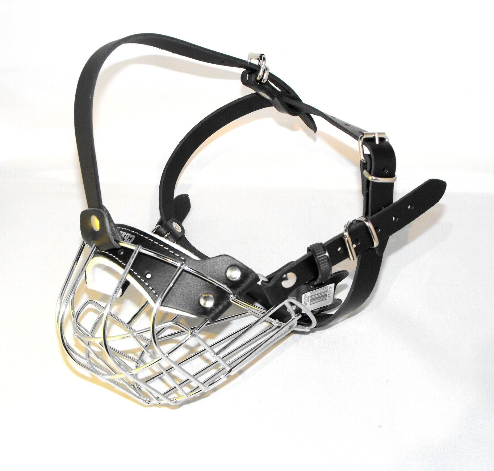 Bozal para perro con cesta de alambre de metal fuerte para Bully XL, American Bully y otros (B4, cuero negro plateado)