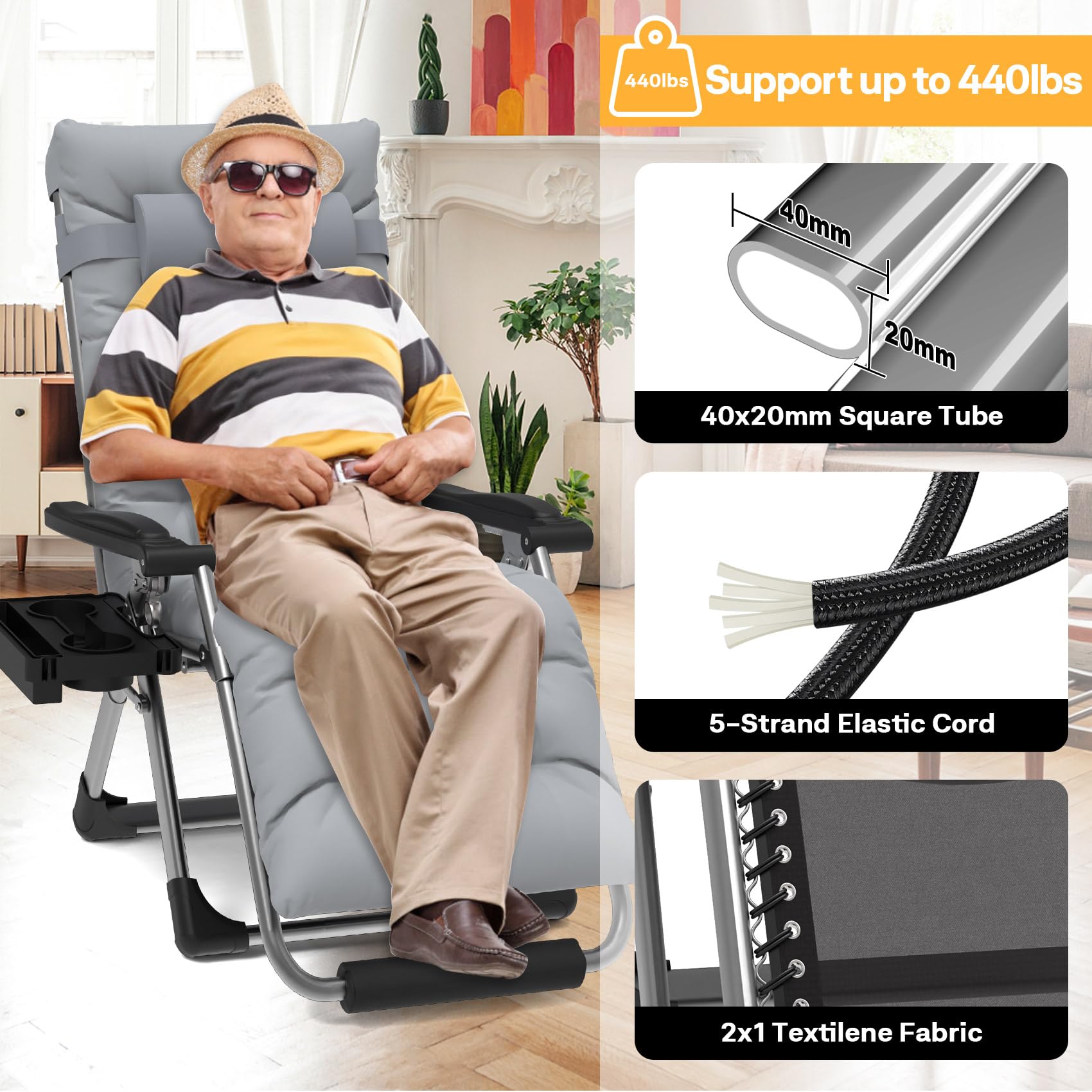 Recliner Chair Zero Gravity Lounge Chair 440lb Capacity Recliner