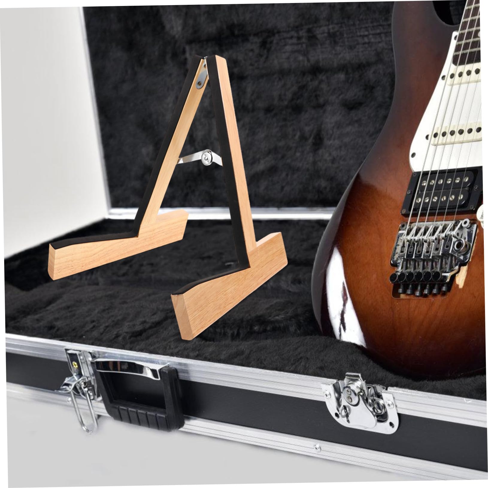 Stojak Na Gitarę Składany Drewniany Podtrzymujący Gitarę Uchwyt Na Instrument Muzyczny Półka Drewniany Khaki