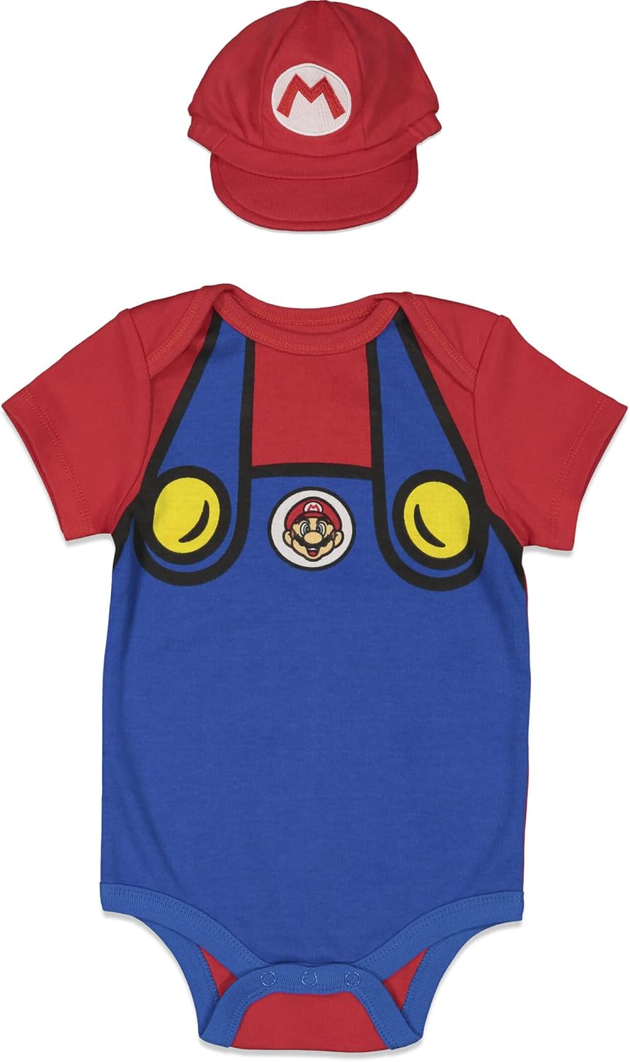 SUPER MARIO Nintendo - Disfraz de bebé de manga corta y sombrero para bebés a niños pequeños