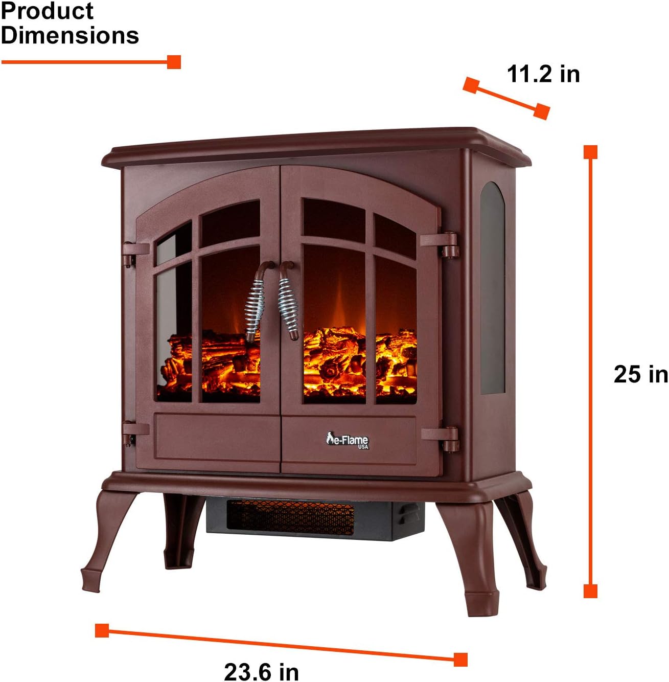 Suреr Bіg Clеаrаnсе! e-Flame USA Jasper Freestanding Electric Fireplace Stove Heater - Realistic 3-D Log and Fire Effect (Red)