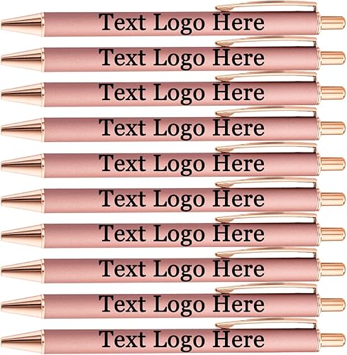 HEYZARDA Personalized Pens Bulk with Logo Text Name Customized Pens for Office Church School Business 100 Pcs, Rose Gold