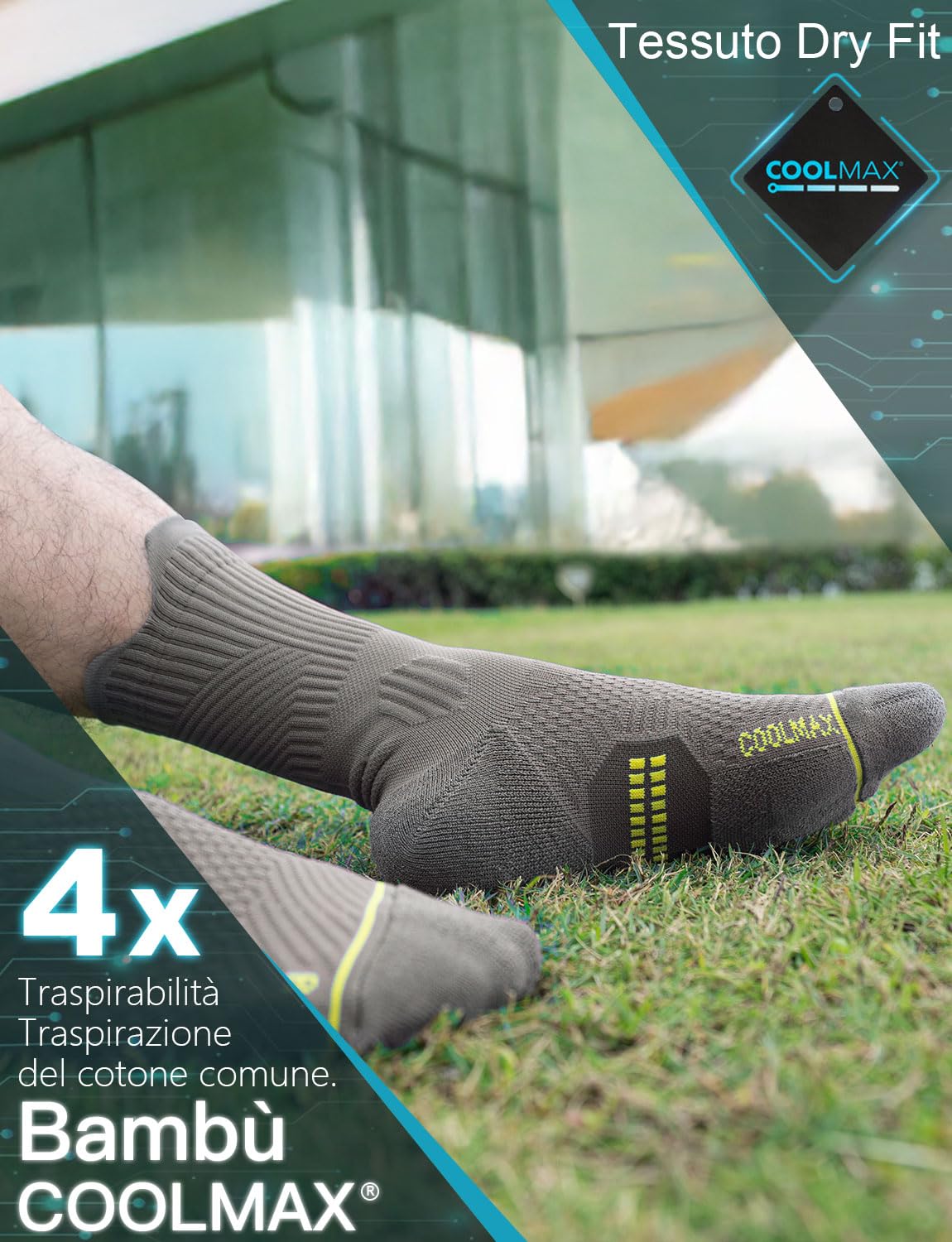 Juclise Bambù Coolmax Compressione Running Calzini Sportivi Trekking Allenamento