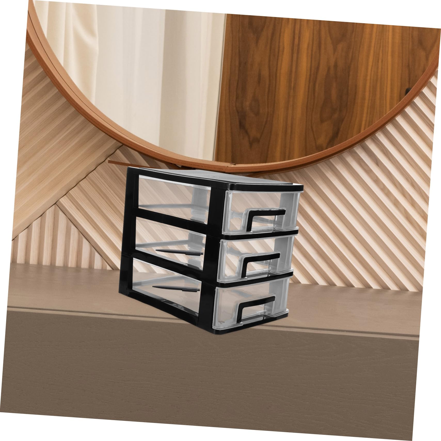 Ipetboom Cassettiera in Plastica Nera a Tre Livelli Cassetti Trasparenti, Organizer Portatile per Scrivania e Soggiorno, Design Compatto per Massimizzare lo Spazio