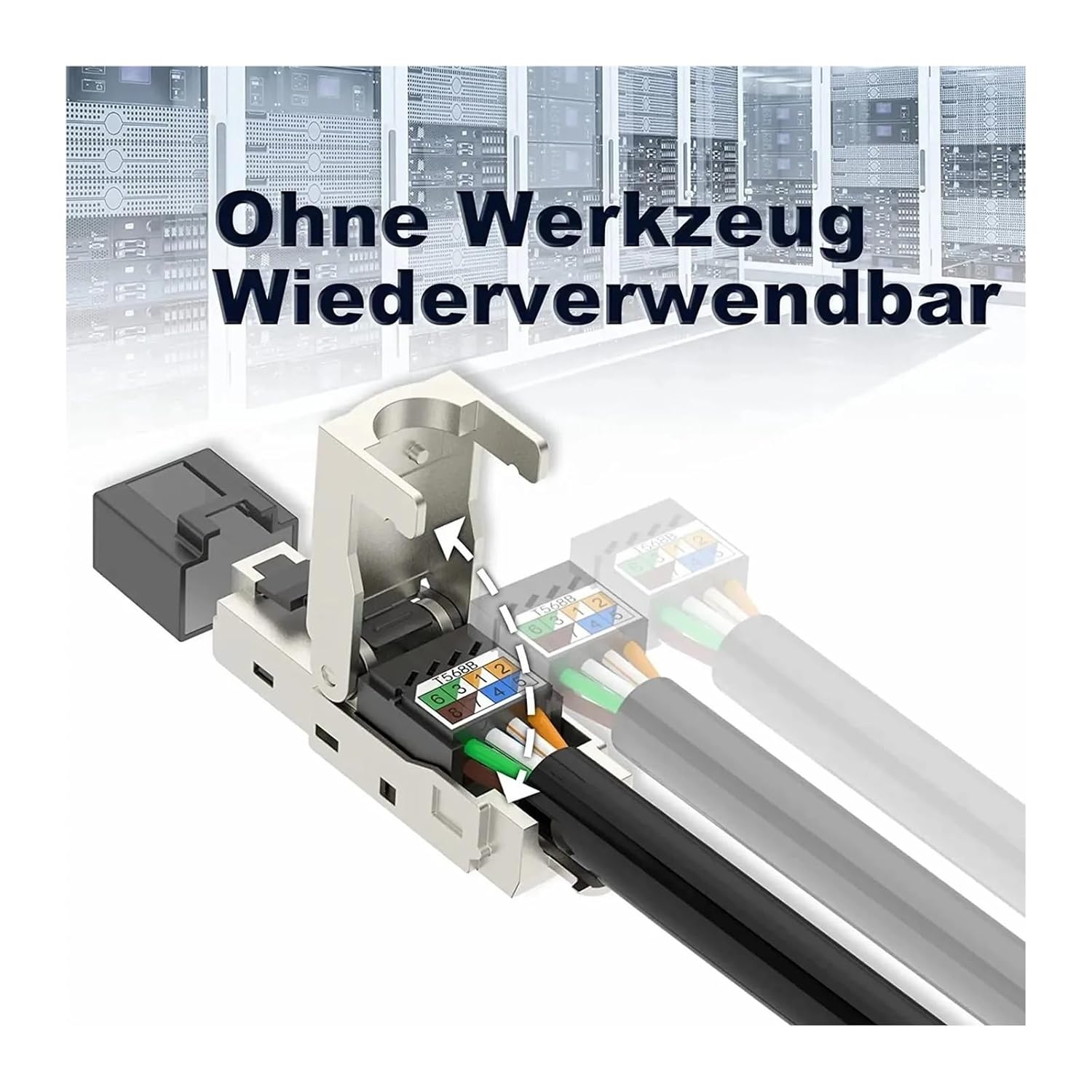 RJ45 Cat8 Cat7 Cat6A Connector Zinc Alloy Shielded Ethernet Terminal 10Gbps(CAT7,Orange 1PCS)