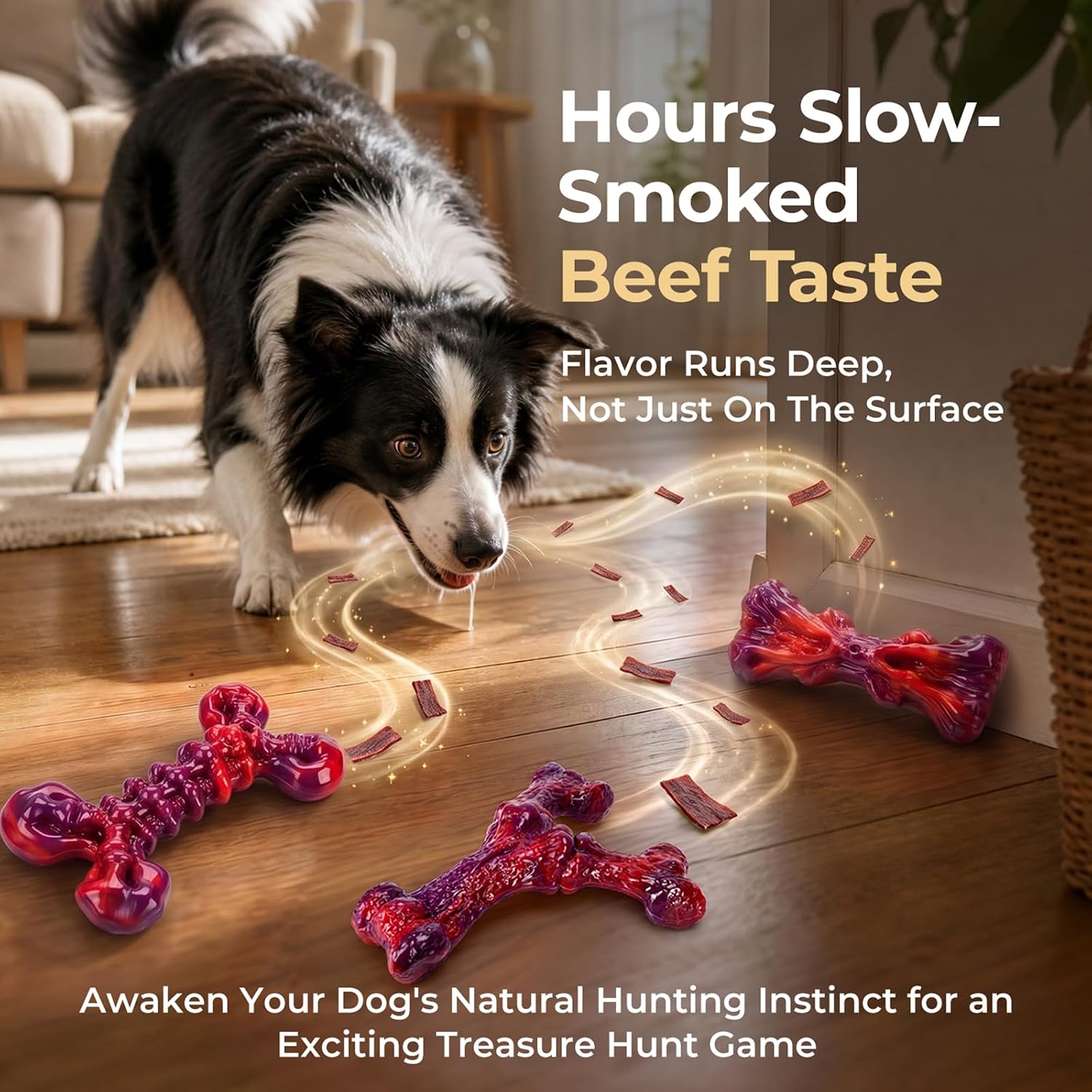  3-Pack Beef Flavored Dog Chew Toys for Aggressive Chewers, Red-XL thumbnail