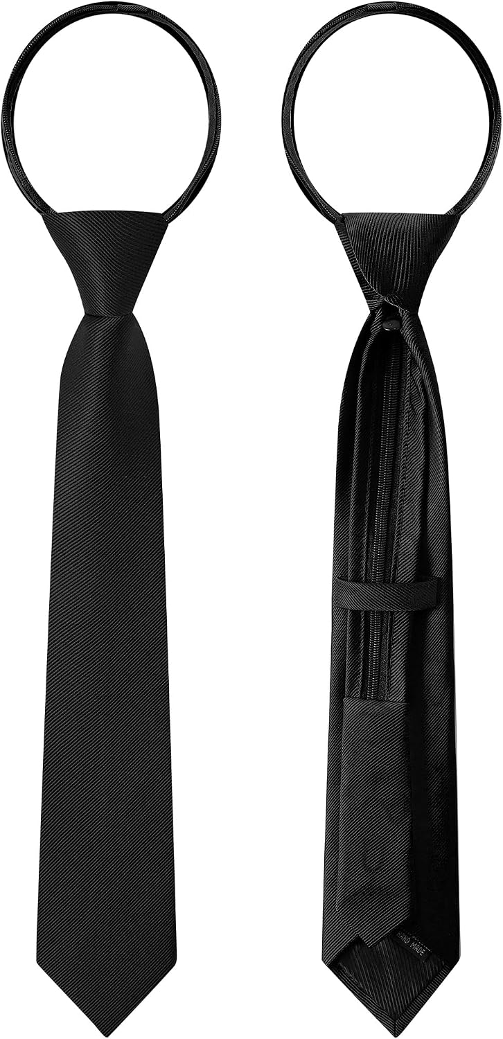 A&J DESIGN Boys Pre-Tied Zipper Woven Polyester Tie & Pocket Square Set for 4-14 Years