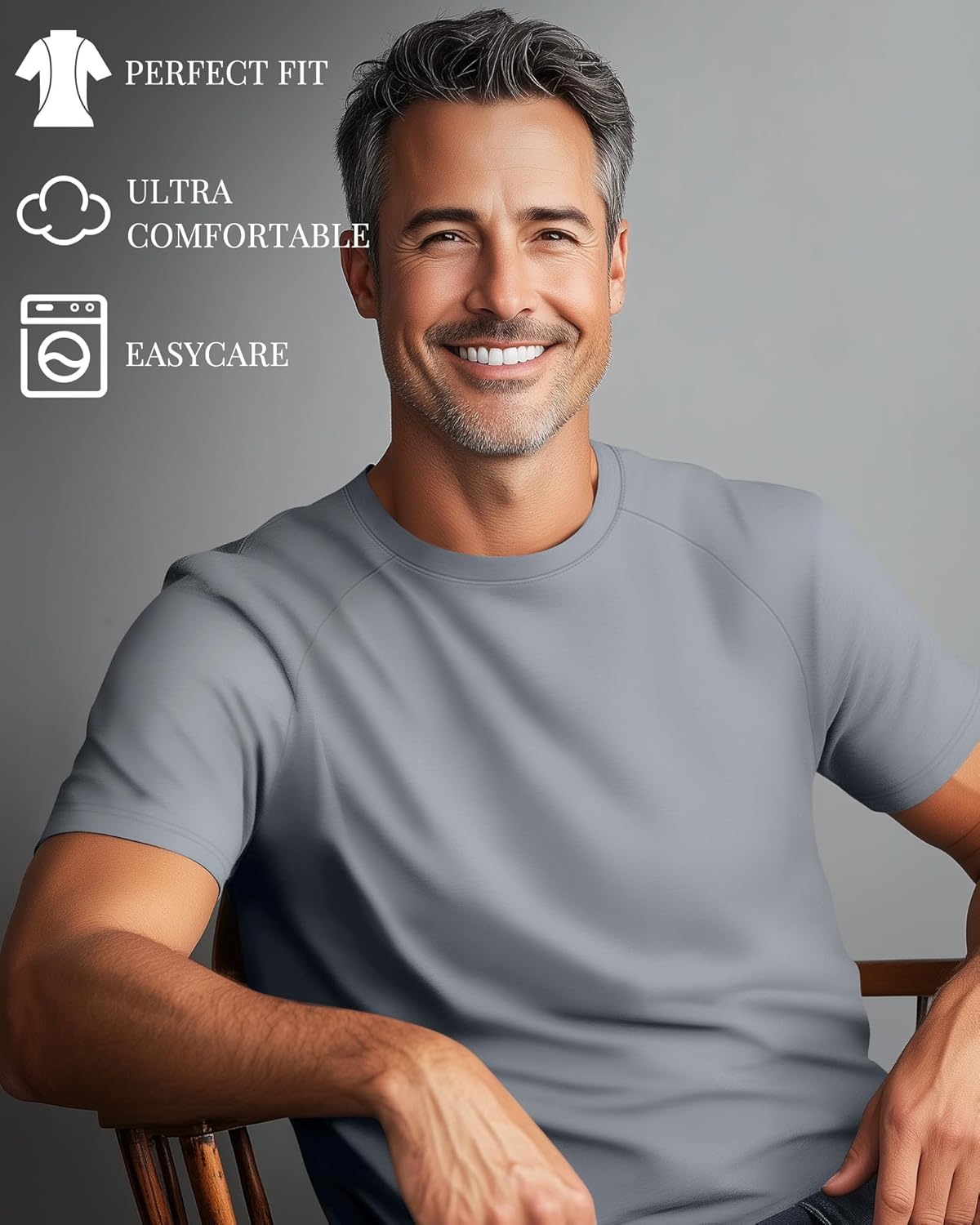 Huukeay 3 Pack Men's Big & Tall Short Sleeve Shirts, Plus Size Crew Neck Tees Basic Moisture Wicking Summer Solid Tops - Image 5