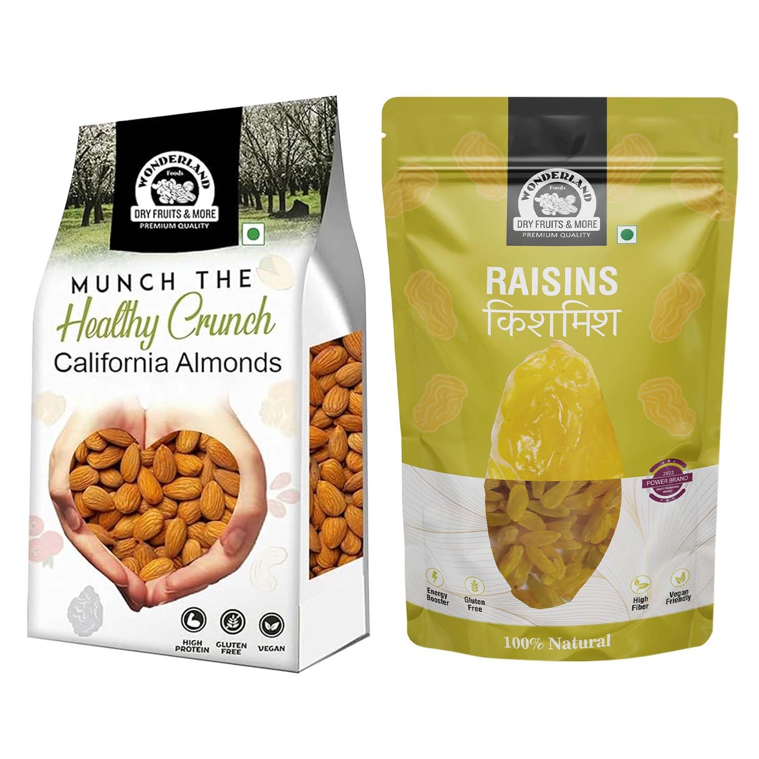 WONDERLAND FOODS California Raw Almonds, 1 kg and Plain Raisins Kishmish, 500 g (B07QMSKVBL) Amazon Price History, Amazon Price Tracker