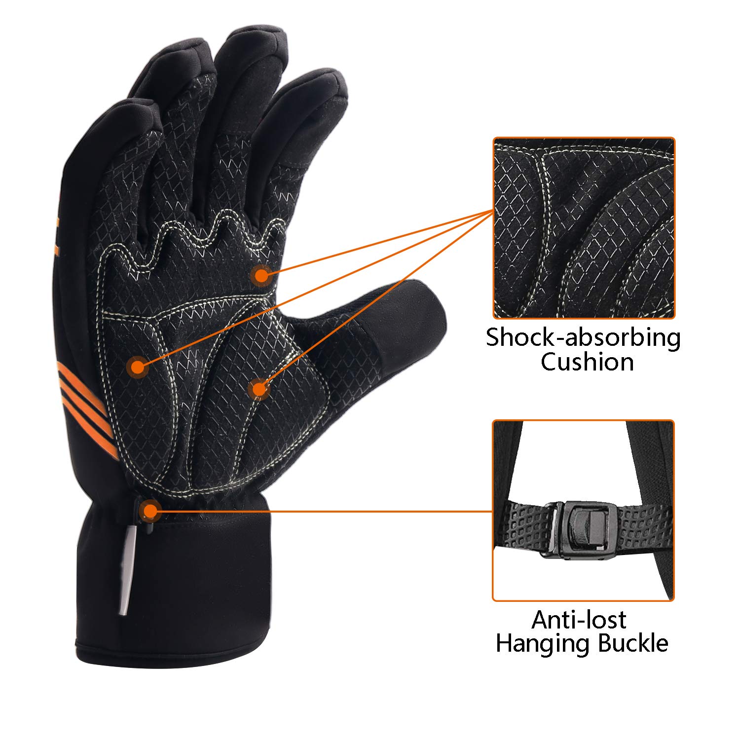 Winterhandschuhe Wasserdicht & Winddicht mit stoßdämpfendem Pad Anti-Rutsch Isolierte Warme Handschuhe für Radfahren Laufen Wandern Skifahren