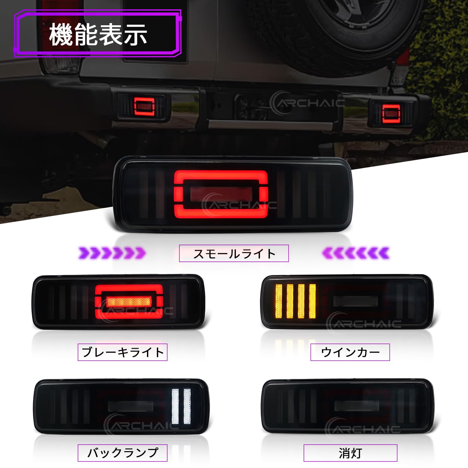 Amazon | Archaic トヨタ ランドクルーザー70 リアバンパーランプ 全