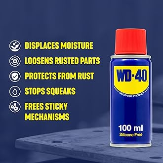 WD-40 Multi-Use 100ml Spray Aerosol Can All-Purpose Lubricant, Cleans Rust, for Home & Workshop Use