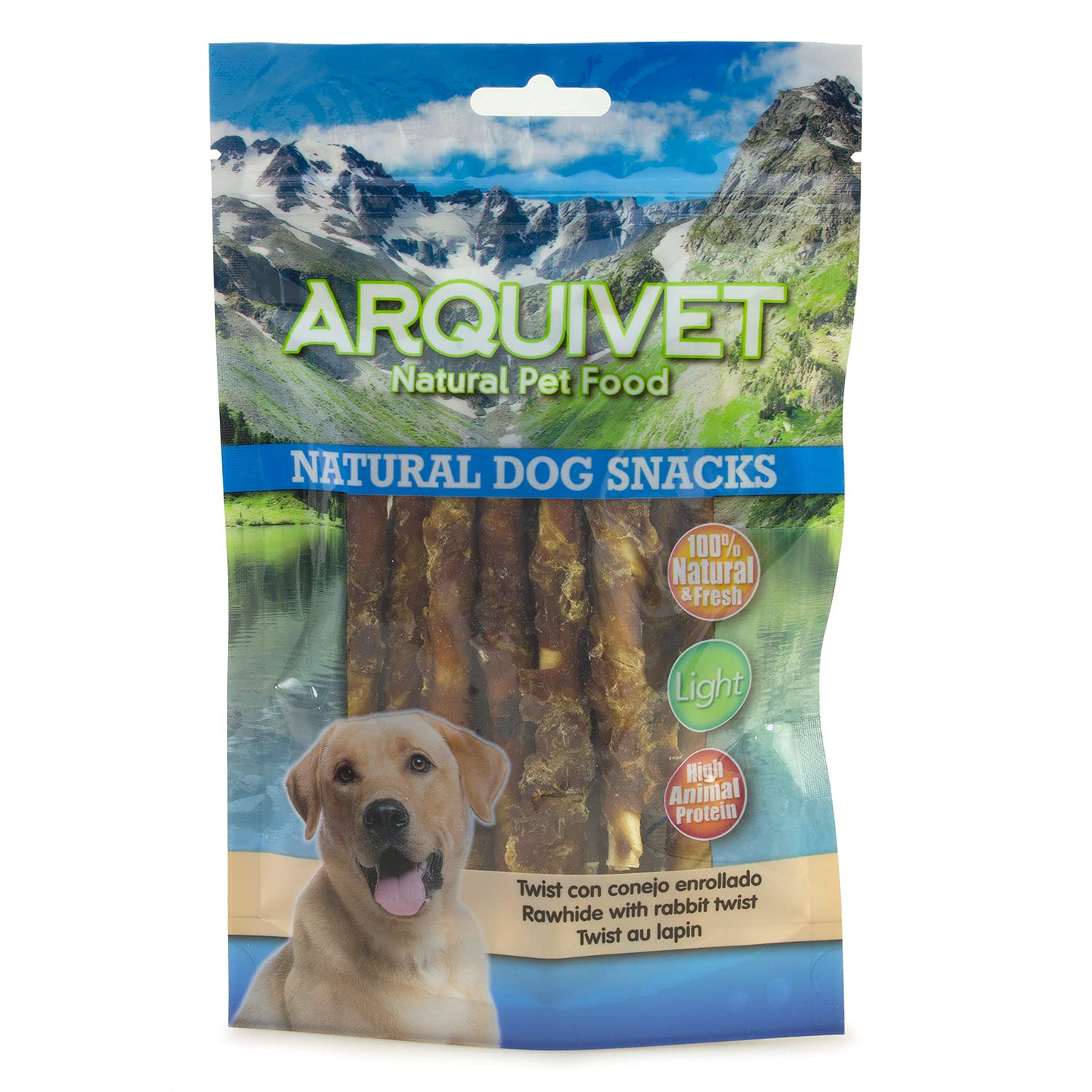 Arquivet Pack 12 Unidades Snack Twist con Conejo Enrollado 100 gr - Natural Dog Snacks - 100% Natural - Chuches, premios, golosinas para Perros - Producto Light - Muy Rico en nutrientes