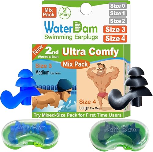 Vista 36 de WaterDam - Tapones de natación para los oídos, para niños. 3 pares de tapones de silicón ultra cómodos para los oídos, reutilizables, gran naranja