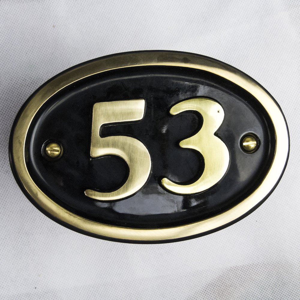 Solid Brass House Number Oval Design (No 53)
