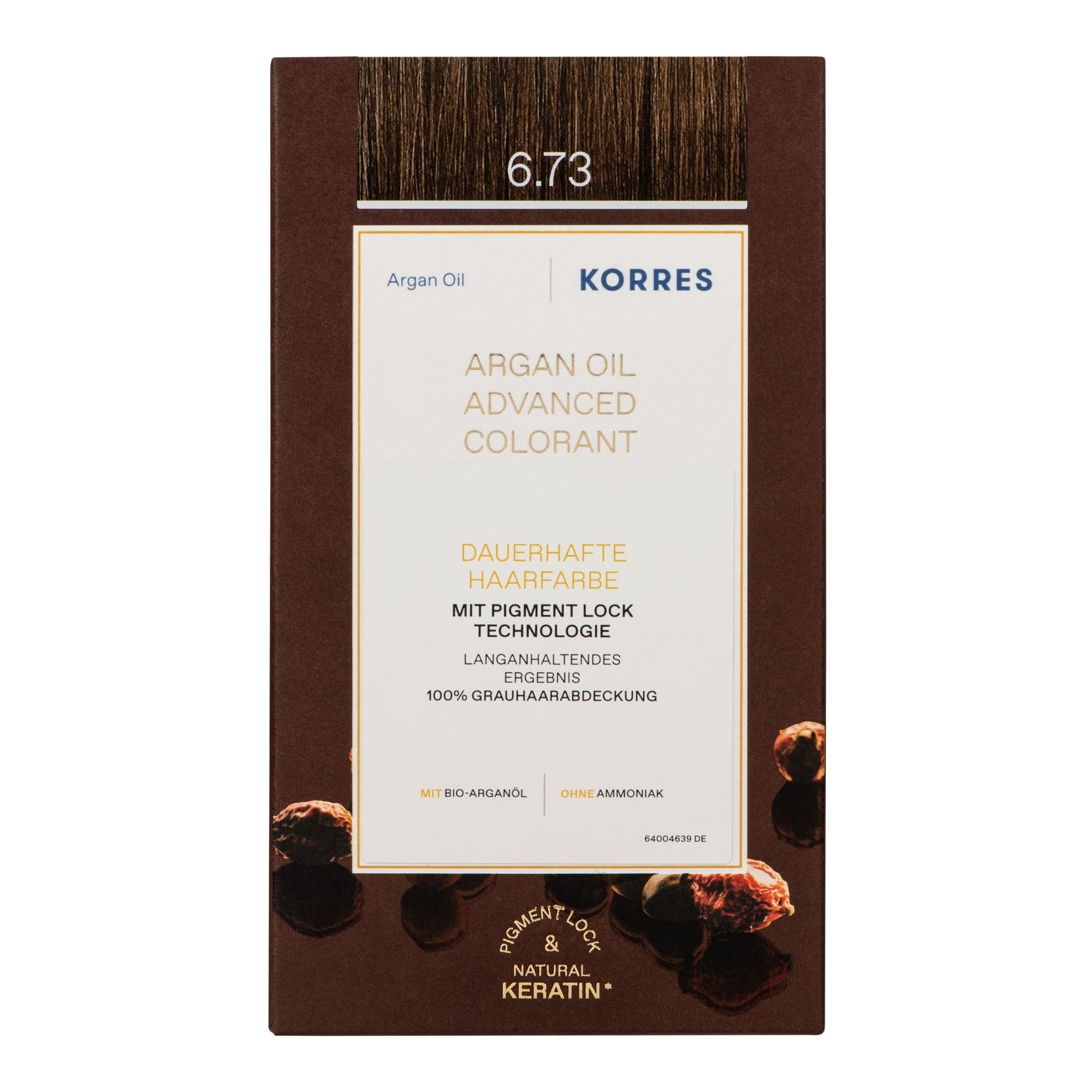 KORRES Argan Oil Colorant - Ammonia-Free Dye with Organic Golden Cocoa Argan Oil 6.73-100% Gray Coverage & Vegan for Long Lasting Color Result