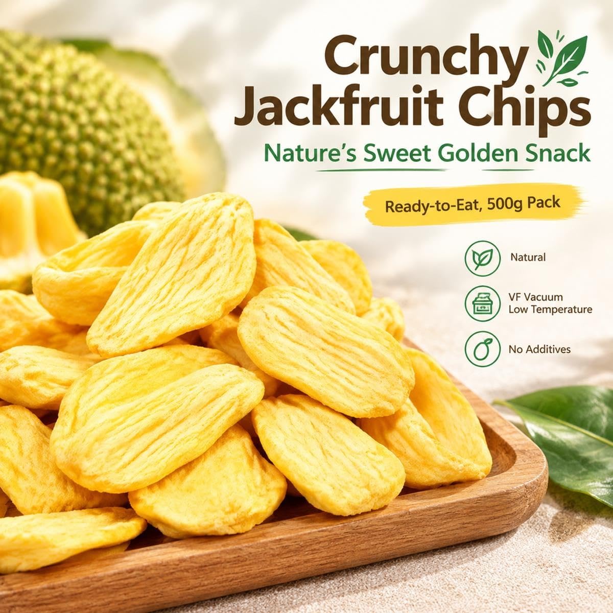 Chips di Jackfruit Essiccato, Snack Croccante alla Frutta, 500g