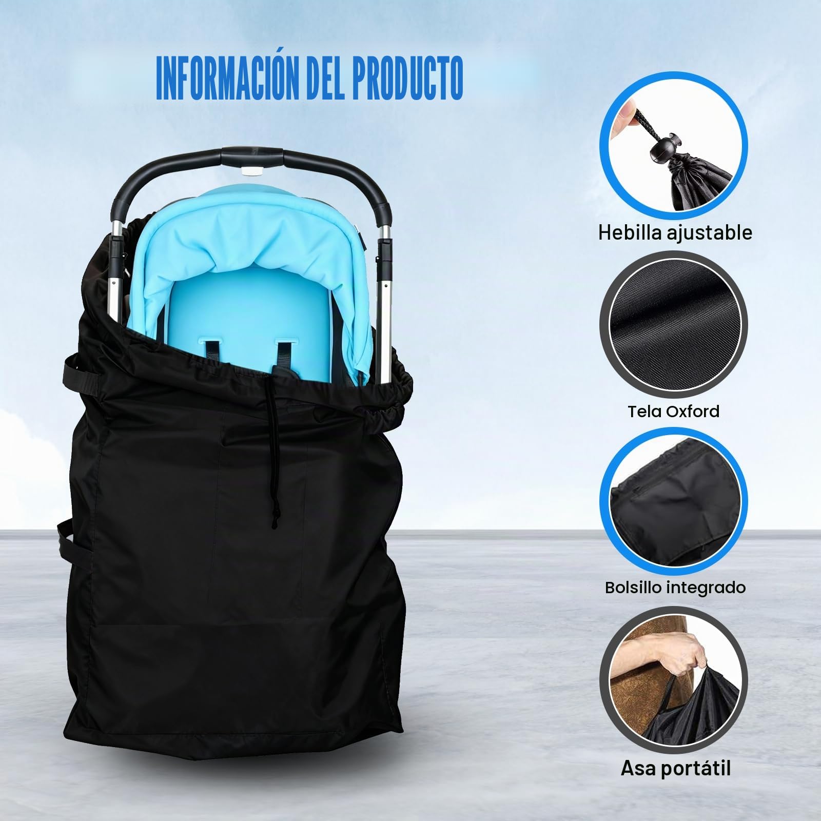 Bolsa de cochecito universal de viaje, bolsa de cochecito impermeable y resistente a los desgarros para la protección del cochecito