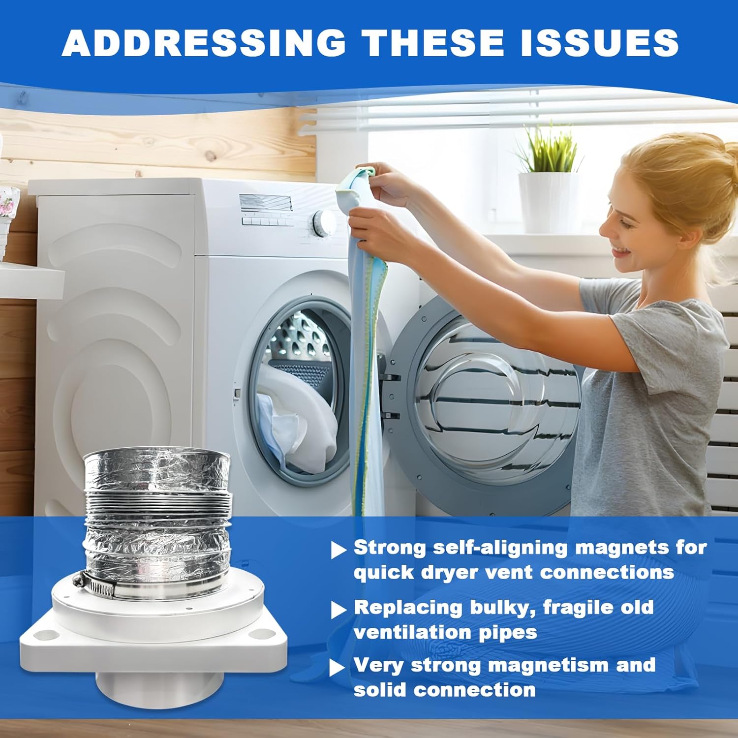 Magnetic Dryer Vent Coupling-Quick Connection and Disconnection Strong Magnet Self-Alignment Design Quick-Installation Dryer Magnetic Vent Connector Airtight Seal Dryer Vent Connector Kit - Image 8