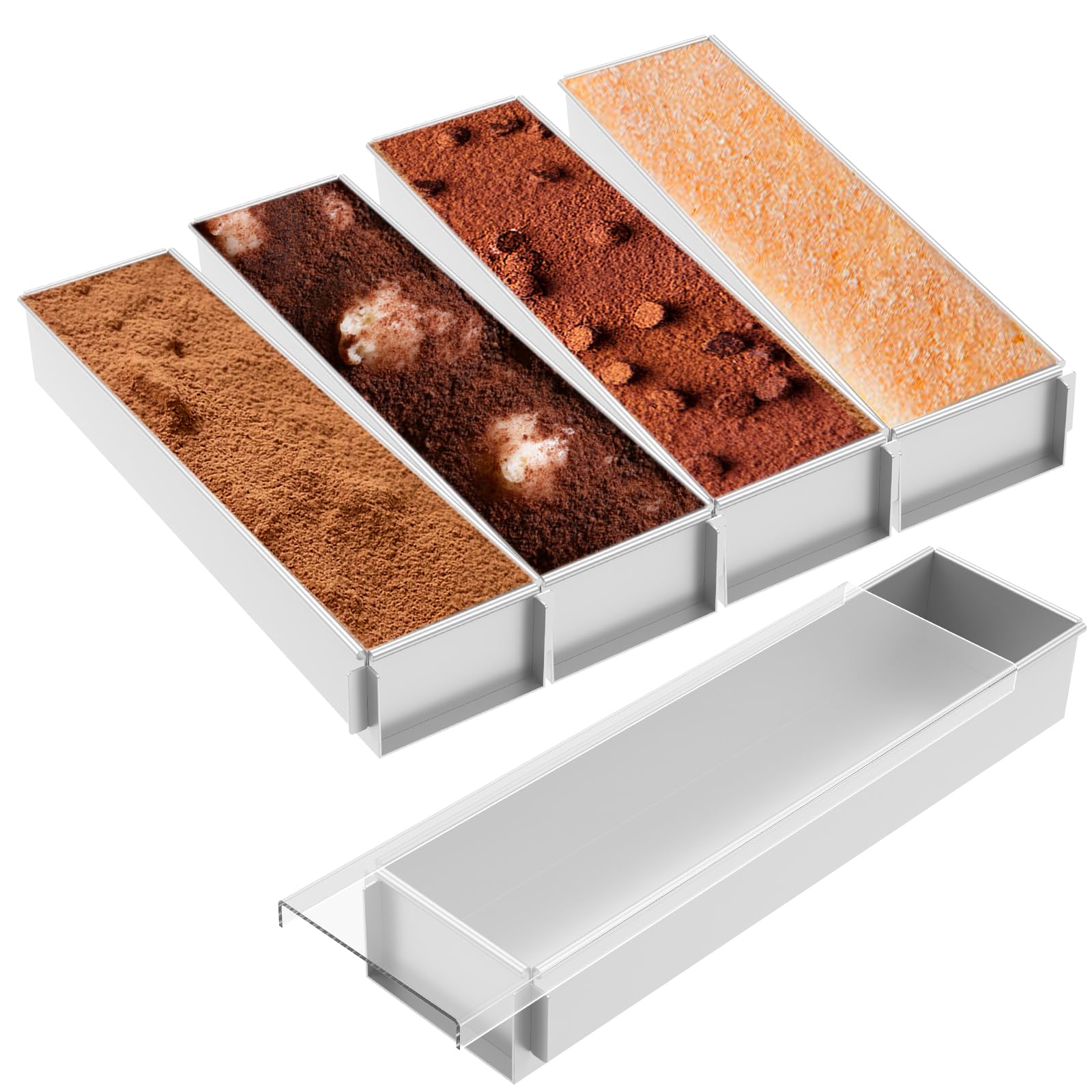 Tiramisu prostokątna forma do pieczenia, ze stali nierdzewnej, z pokrywką i zdejmowaną częścią boczną, nieprzywierająca forma do ciasta z powłoką zapobiegającą przywieraniu, materiał ze stopu