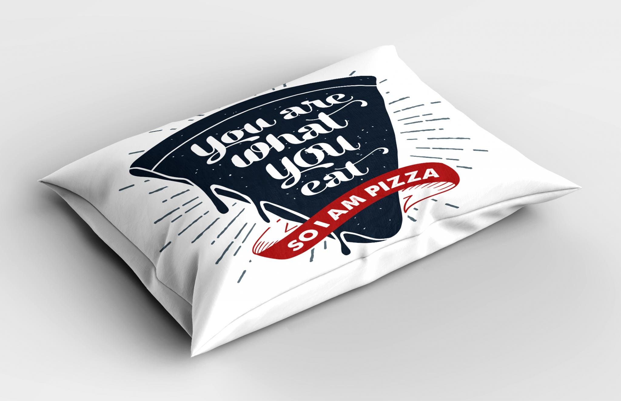 Ambesonne Funny Words Pillow Sham, Grunge Pizza Slice with Retro Effect Humor Phrase About Fast Food, Decorative Standard Size Printed Pillowcase, 26