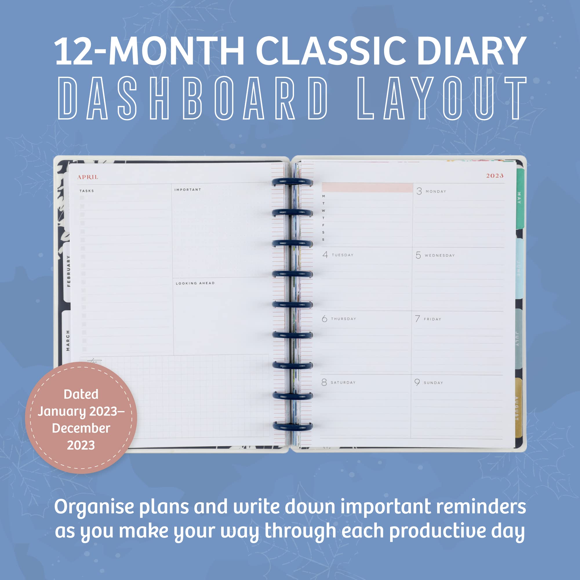 Amazon.com : Happy Planner 2023 Daily Planner and Calendar, 12-Month Daily,  Weekly, and Monthly Planner, Jan. 2023–Dec. 2023, Dashboard Layout, Ingrid  Blooms Theme, Classic Size, 7 Inches by 9 1/4 Inches : Office Products