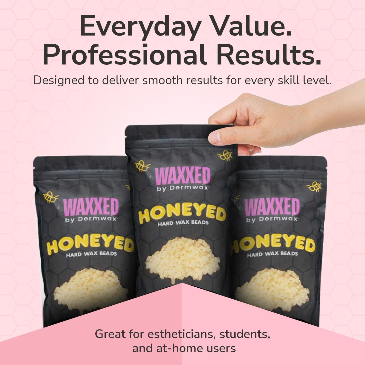 WAXXED Honig Hartwachsperlen 1.0 kg - Fast Melt Low Temp Wax zur Haarentfernung - Goldene Gelwachsperlen mit glatter Anwendung & sauberer Entfernung - Sanft für empfindliche Haut - Professioneller