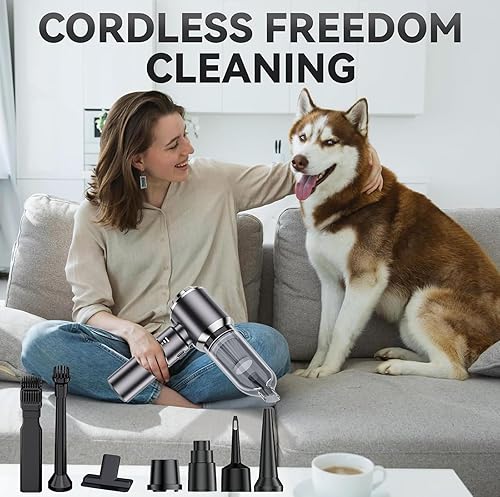 Miniatura 6 de Aspiradora portátil sin cable, 19000 Pa Mini aspiradora de alta potencia 4 en 1 Bomba de soplador de aire comprimido pequeño Aspirador de mano