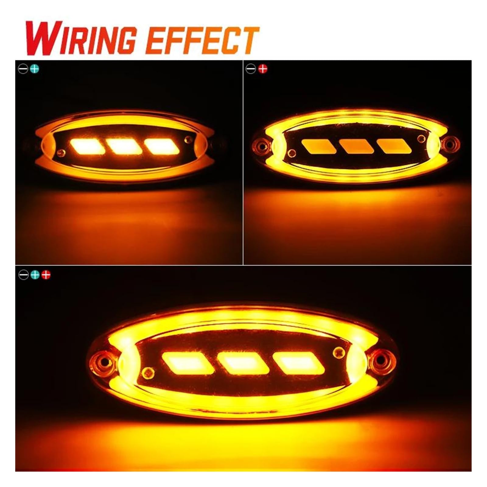 Piloto Posterior Luz LED Trasera Advertencia Ovalada 12V-24V Luces Posición Lateral Remolque Camiones Caravana Señal Coche Lámpara Trasera Freno 10 Uds. Faro Trasero(10pcs Red)