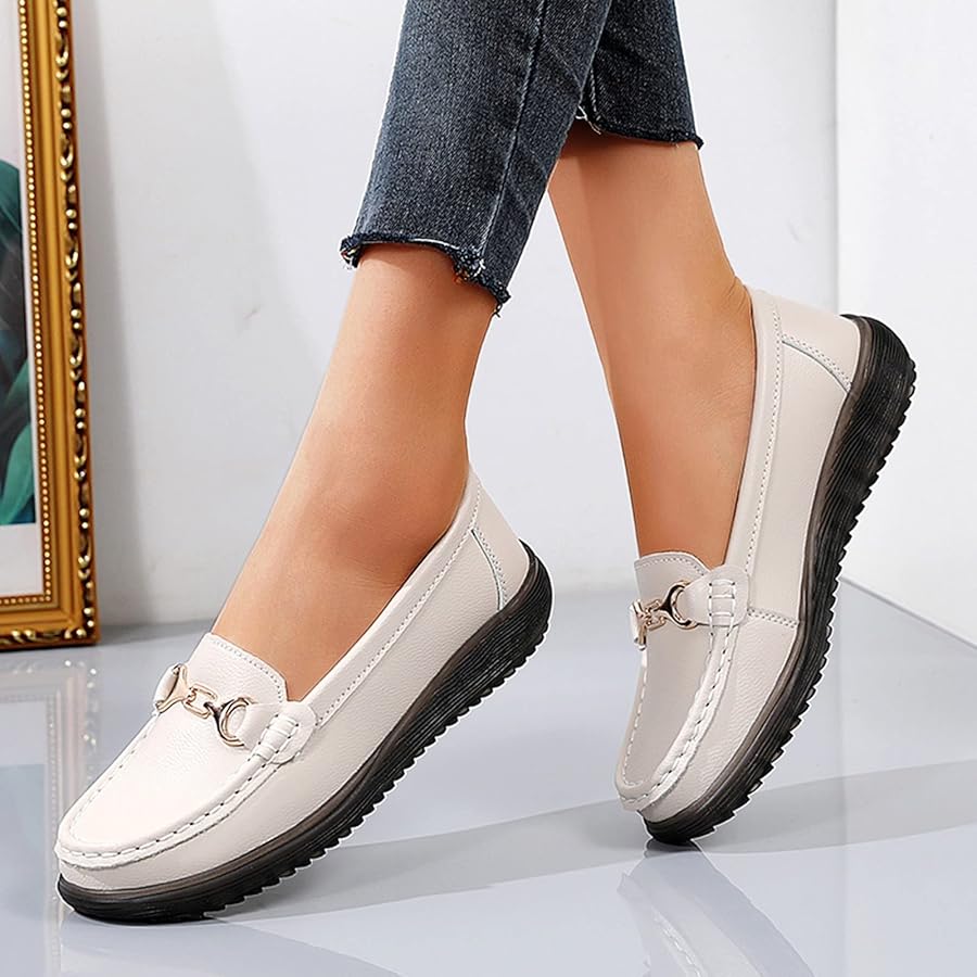 Summer Shoes for Women UK, Women Slip on Loafers Comfortable Casual Fashion  Flats Driving Shoes Office Wear Wide Fit Shoes Womens Beige: Amazon.co.uk:  Fashion