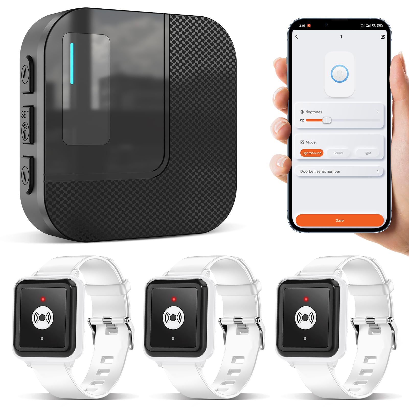 Daytech WiFi Tuya Intelligent Bracelet Alarme Personne Agee,Bouton Alarme Personne Agee,A Utiliser Lorsque Les Personnes âgées Ont Besoin d'aide (Noir 3-1)