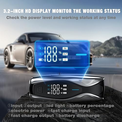 Miniatura 5 de NEXPOW Arrancador X7 de 3000 A con PD de 60 W de carga más rápida de doble vía, arrancador de batería de coche para motores diésel de 12 L10 L,