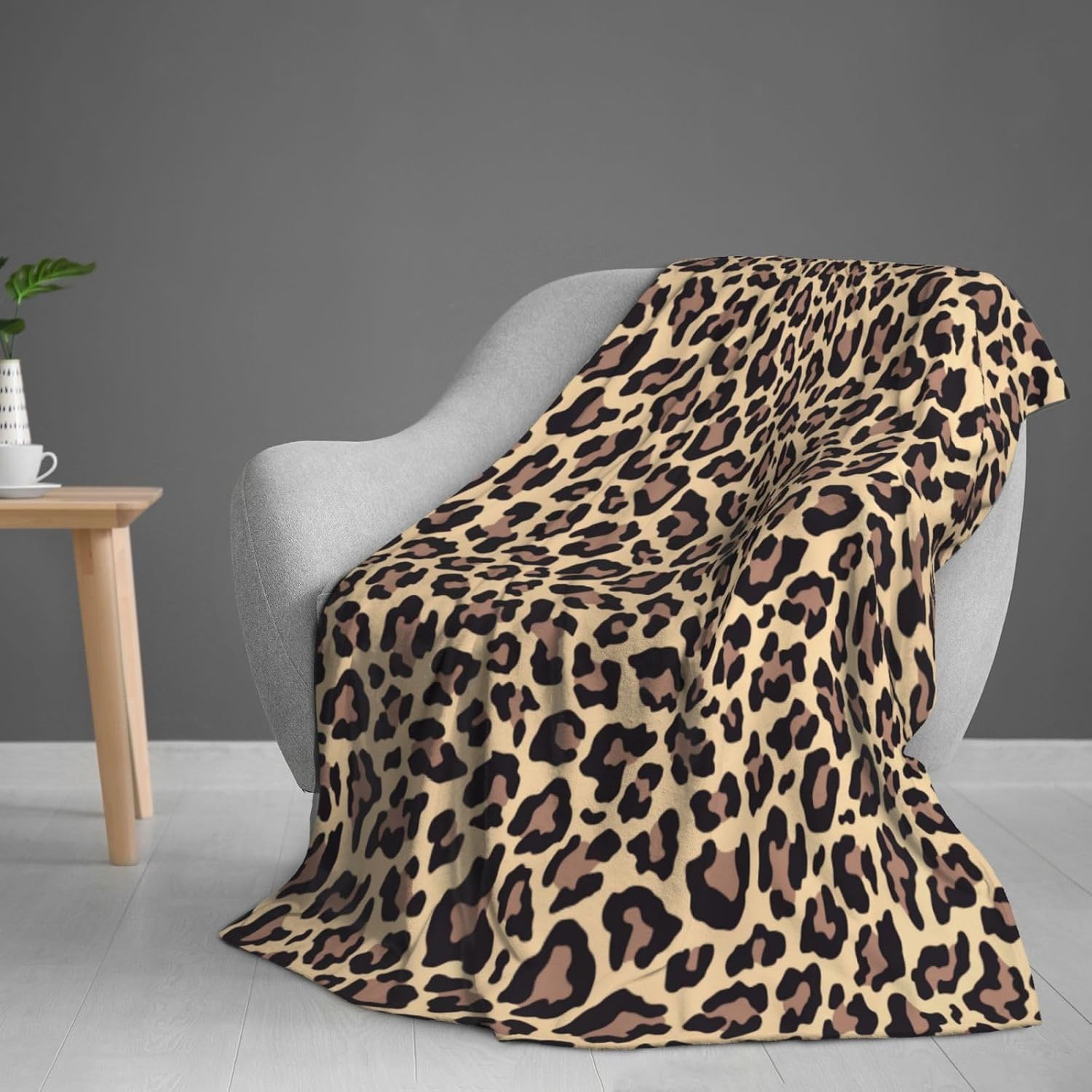 Leopard Print Bed Blanket Ultra Soft Cheetah Throw Blanket All Season Warm Light Weight Cozy Plush Blankets for Home Bedroom Sofa Chair Travel, 80"X60"