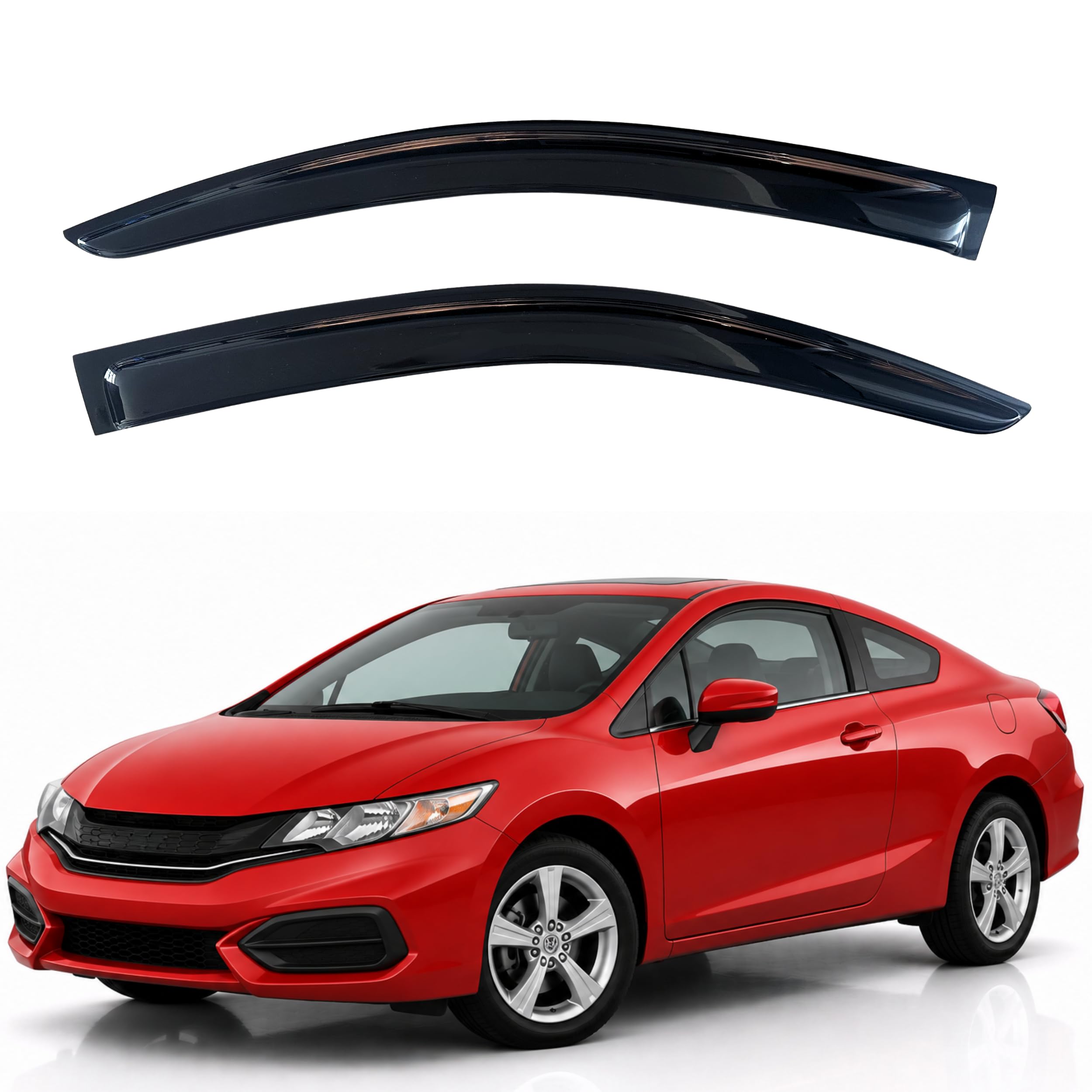 KPY Rain Guards Fit for 2012-2015 Honda Civic Coupe, Out-Channel Window Visors Vent Wind Deflectors 2PC, Car Accessories for 12-15 Civic (Coupe Only)