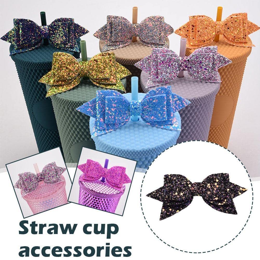 Graziose coperture per cannucce con fiocco per Stanley da 30 e 1,134 g, in silicone, riutilizzabili, con beccuccio, tappi per bicchieri, cannucce carine e graziose decorazioni da viaggio con fiocchi