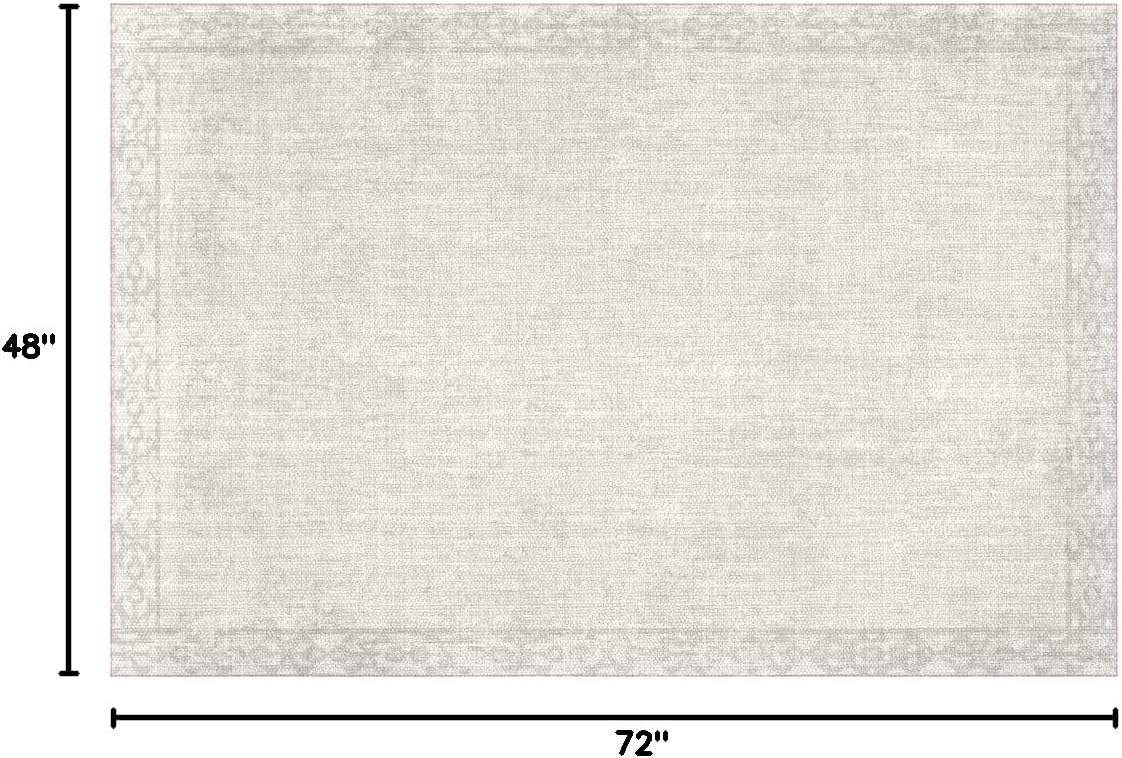 Carolina Creekhouse Vinyl Rug | Evelyn 053247UH | Vinyl Floor Mat | Decorative, Vintage, Waterproof, Eco-Friendly, Non-Slip | White, 4'x6'