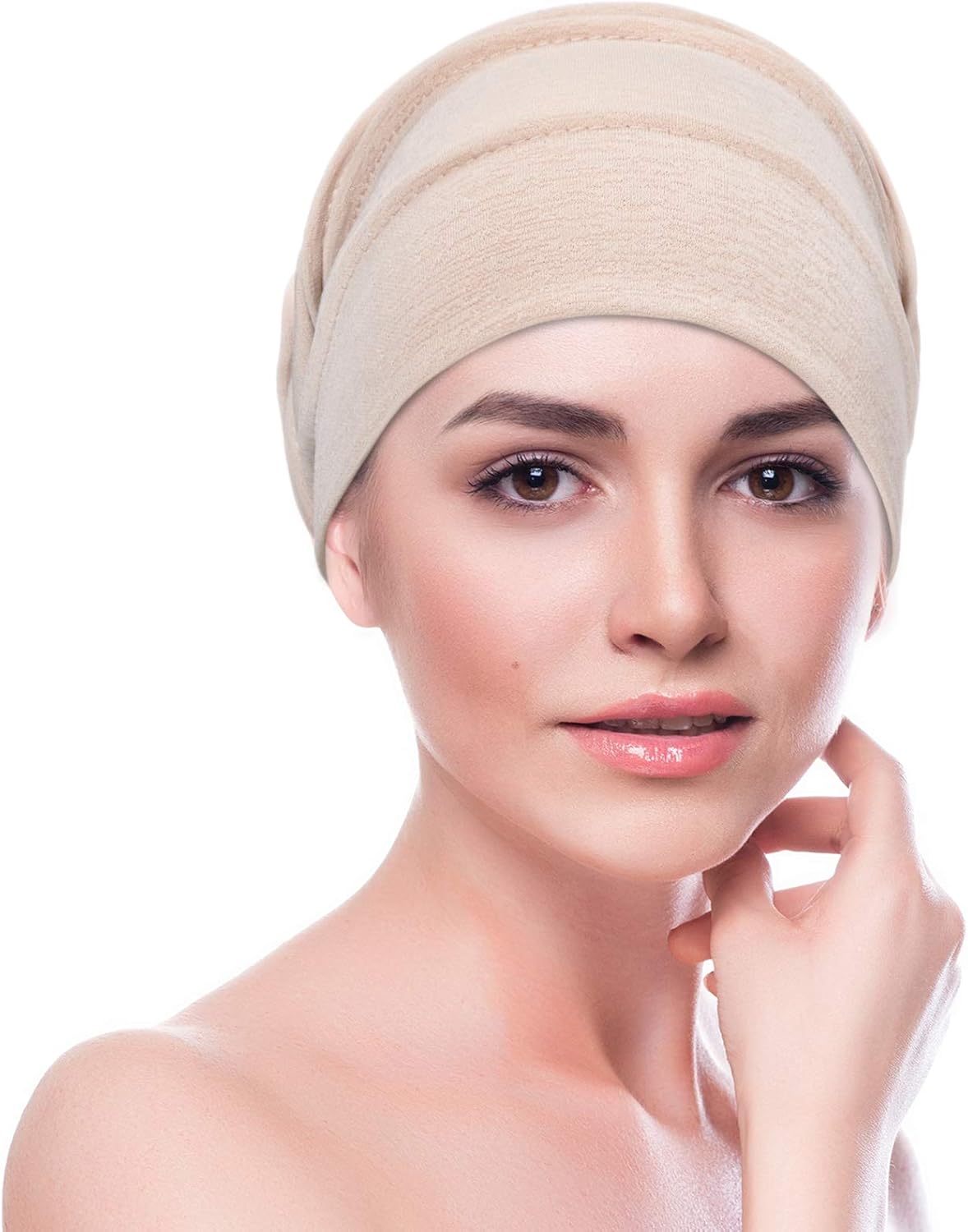 3 Pieces Slouchy Beanies Womens Headwear Sleeping Beanies Head Wrap Hats Soft Sleep Cap Stretchy Elastic Headwear for Women (Black, Brown, Beige) - Image 7