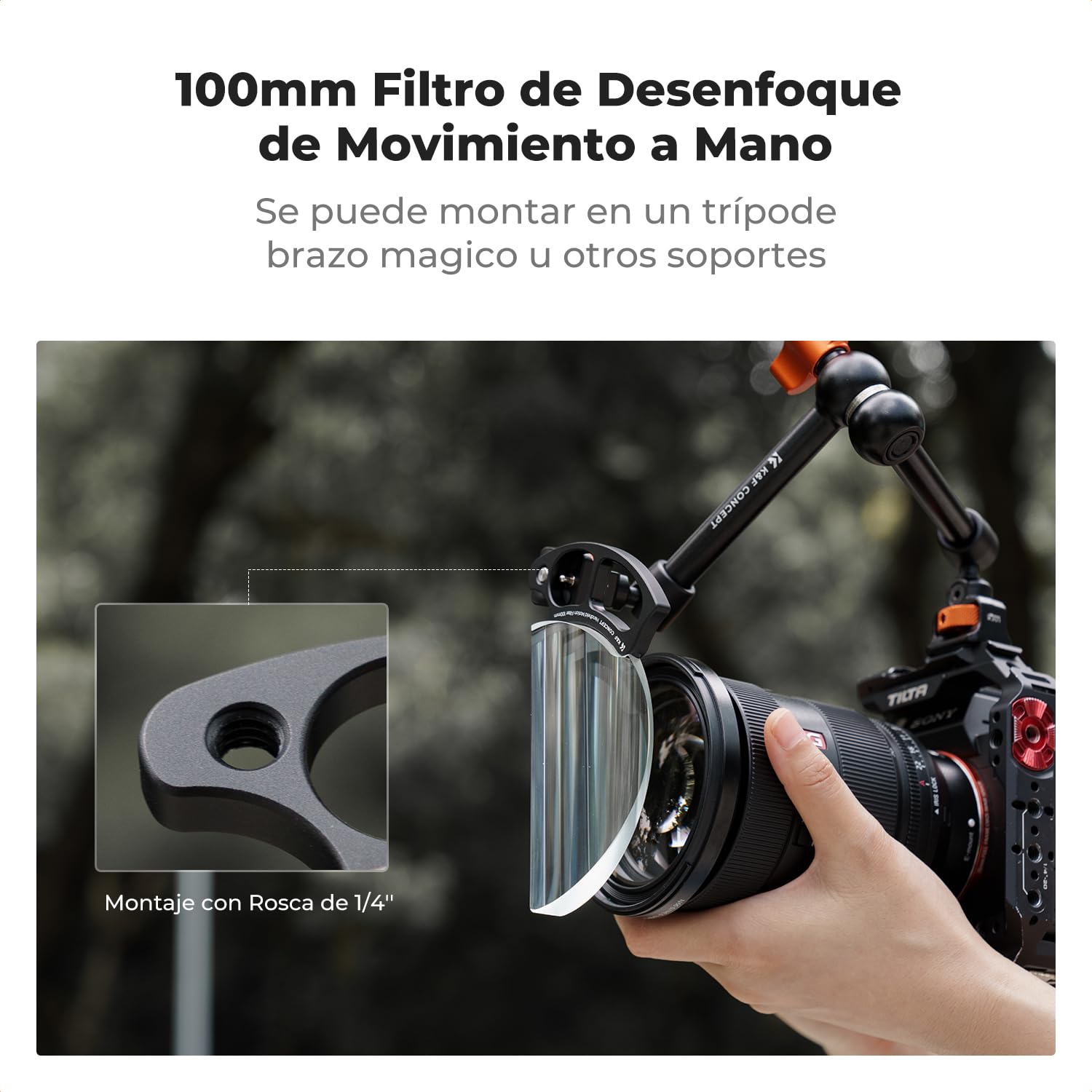 K&F CONCEPT Nano-Bacis 100MM Filtro a Mano de Prisma Medio Lineal Arrastre, Filtro de Lente de Prisma de Efecto Especial de Vidrio Óptico con 3 Paños de Limpieza