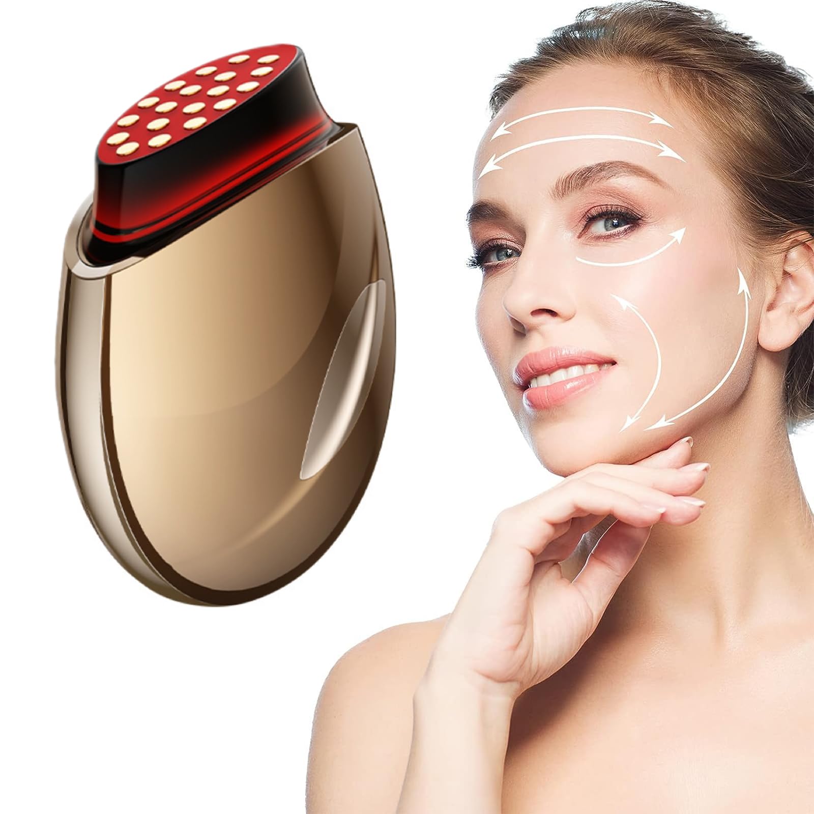 ULINEN Facial Massager EMS Beauty Instrument Red Light Lifting Tighten Collagen Cannon Skin Rejuvenation Machine Beauty Care Device Collagen Regeneration Massager
